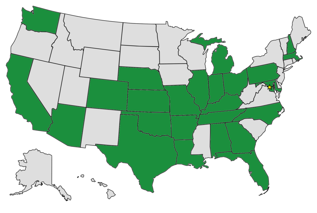 2024 TrailblazerAID participating CGL groups on USA map.